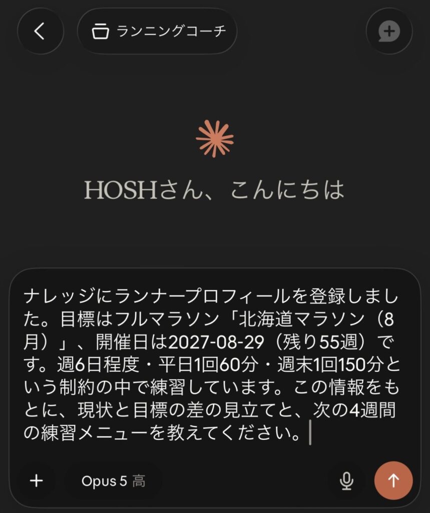 新しいチャットに最初の質問文を貼り付けたところ